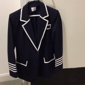 Brand new Navy Blue Women's Blazer with White Trim